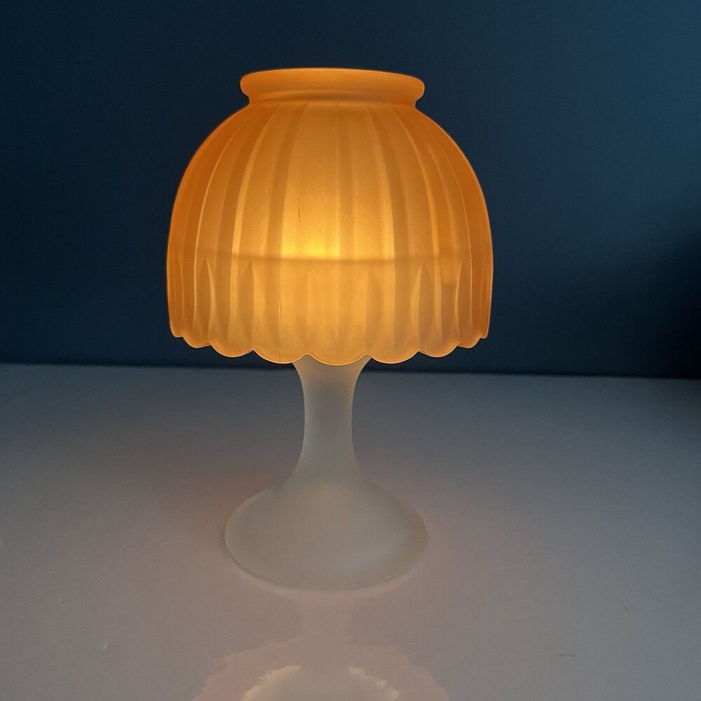 Vtg Westmoreland Fairy Lamp Frosted Satin Dusty Rose & White Glass Pedestal READ